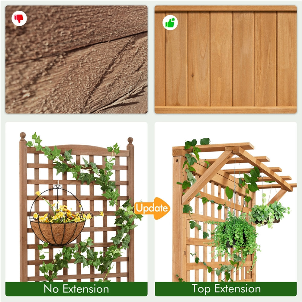 Handmade 72″ H × 35.5″ W Wood Planter Box with Trellis Arlmont & Co. Color: Light Brown