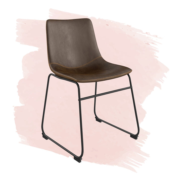 Nia Vegan Leather Side Chair (Set of 2) AllModern Upholstery Color: Brown, Frame Color: Black