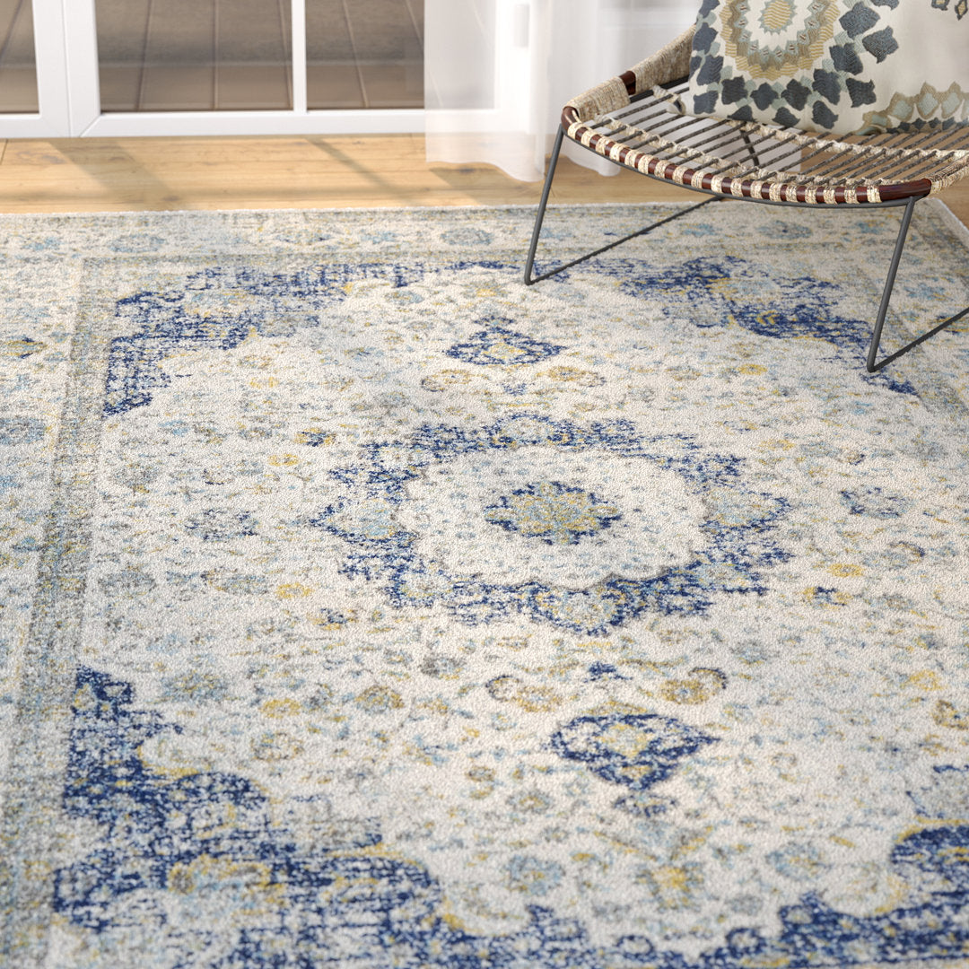 Annette Oriental Ivory/Blue Area Rug Langley Street® Rug Size: Rectangle 12' x 18'
