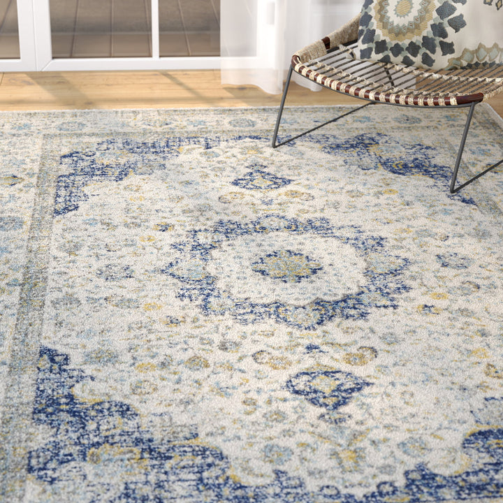 Annette Oriental Ivory/Blue Area Rug Langley Street® Rug Size: Rectangle 12' x 18'