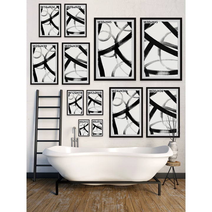 Monochrome Ripple Diptych' 2 Piece Framed Print Set Orren Ellis Size: 45" H x 30" W x 1.5" L