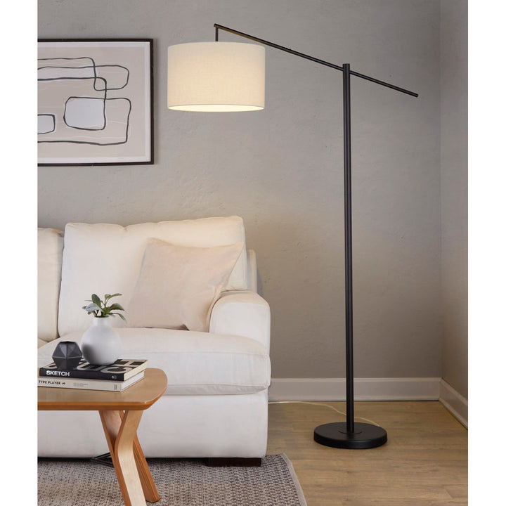 Dyanne 69" Task/Reading Floor Lamp Etta Avenue™ Shade Color: Natural Base Finish: Black