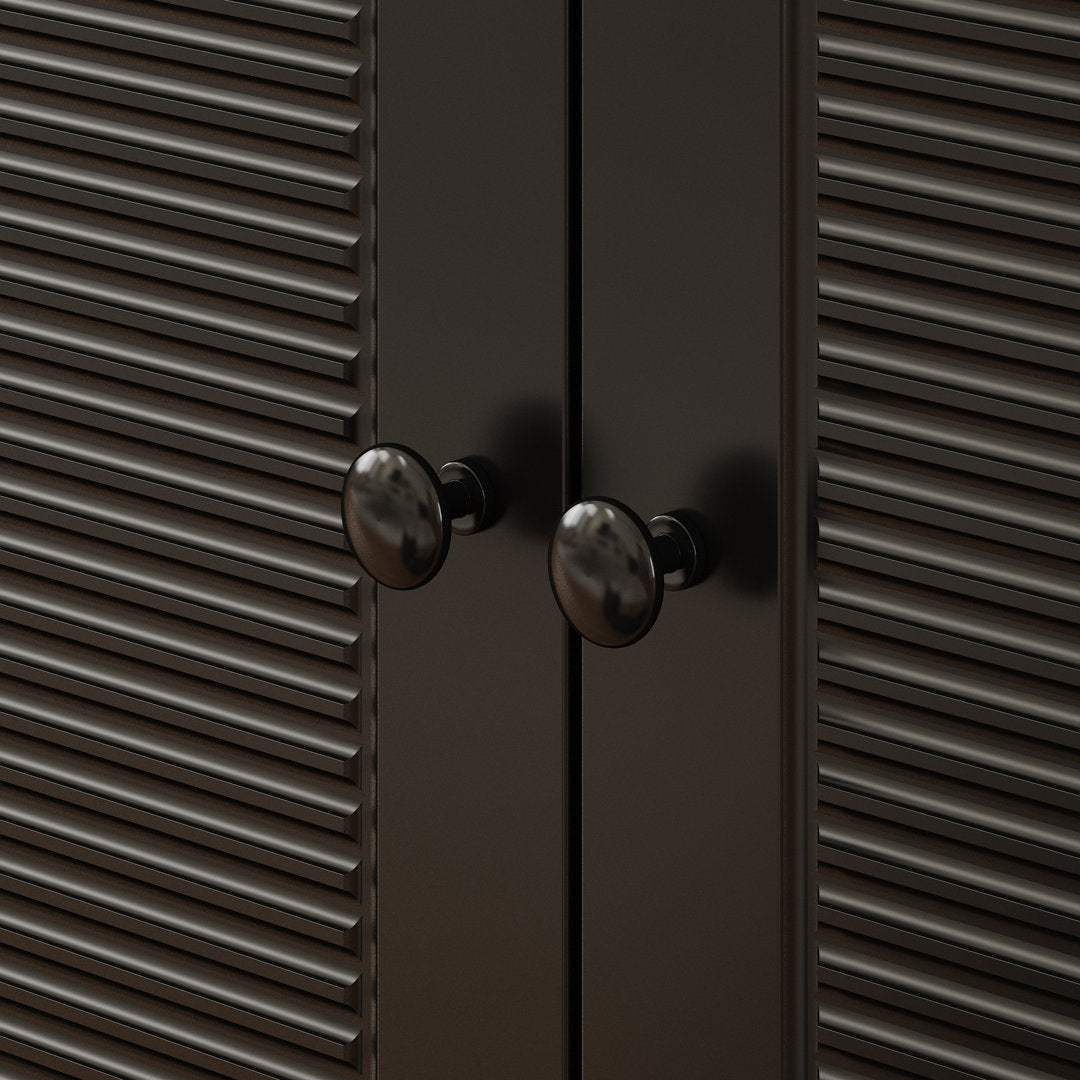 Black Three Door Cat Litter Box Enclosure With 4 Shelves Tucker Murphy Pet™ Color: Black