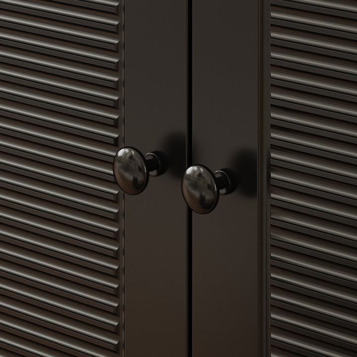 Black Three Door Cat Litter Box Enclosure With 4 Shelves Tucker Murphy Pet™ Color: Black