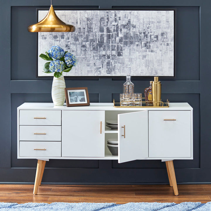 Hoai 56" Wide 3 Drawer Sideboard Wrought Studio™ Color: White