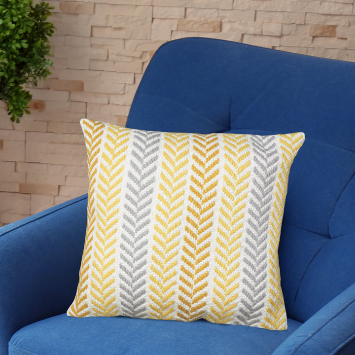Hand-Woven Chevron Cotton Throw Pillow Rajani Home Color: Yellow