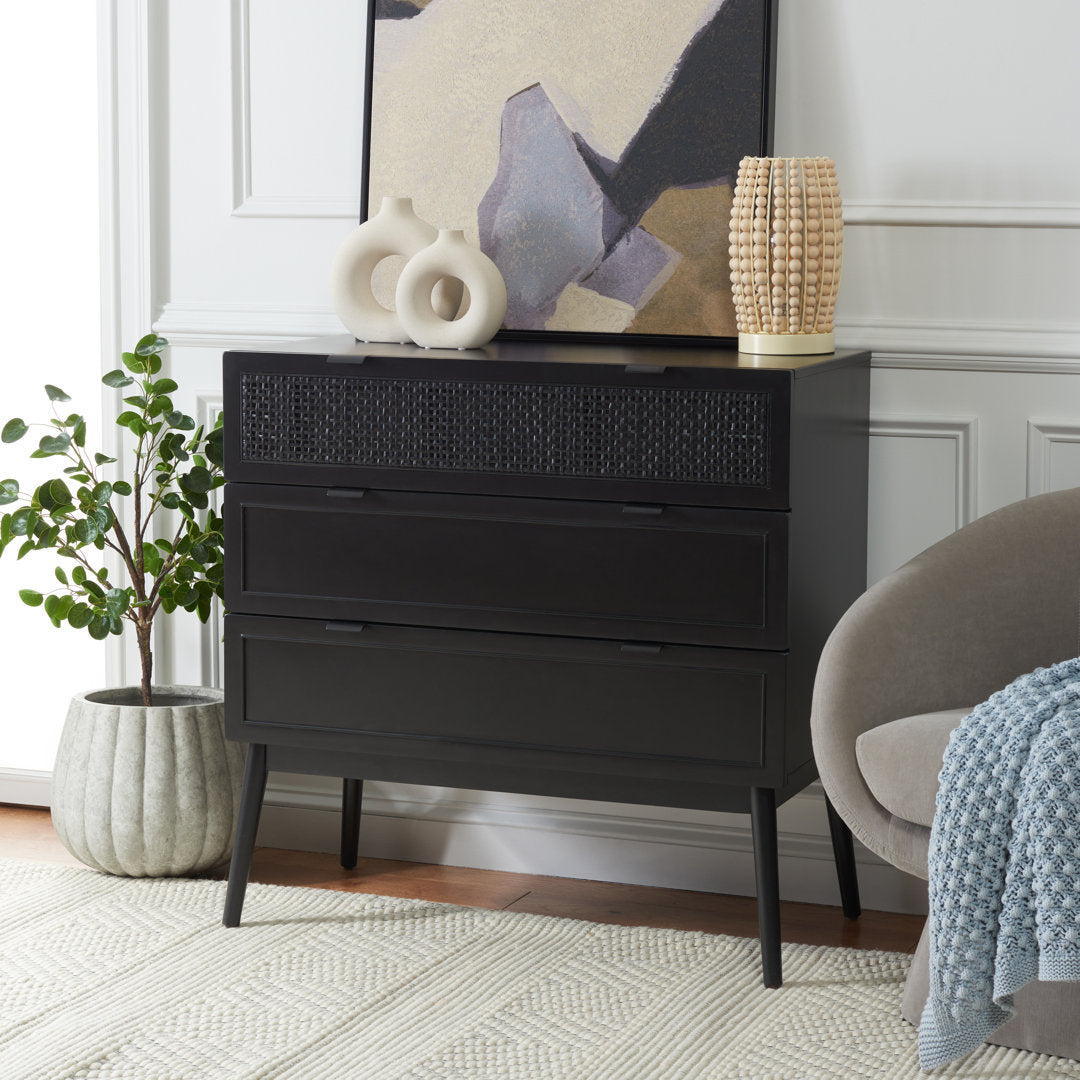 Keanu 3 Drawer 36" W Chest Sand & Stable™ Color: Black