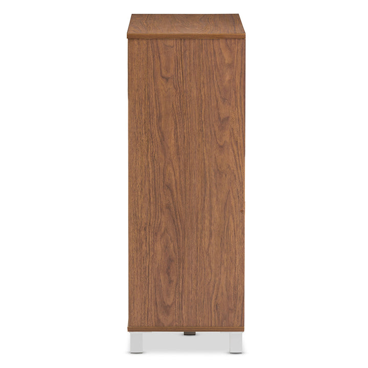 Shirley Modern and Contemporary 2 Door Wood 18 Pair Shoe Cabinet with Open Shelves Ebern Designs