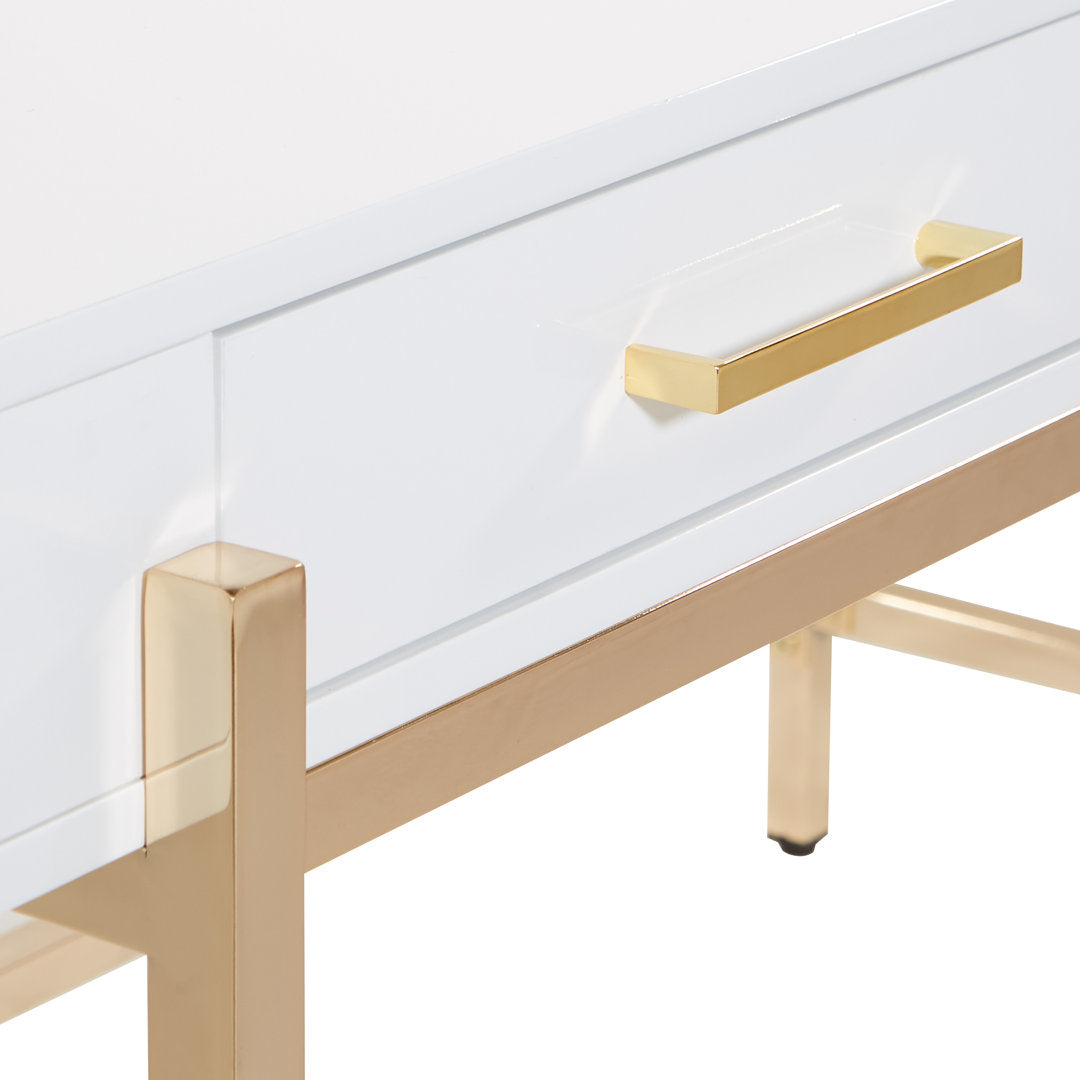 Vallee Desk with Built in Outlets Mercer41 Color: White/Gold