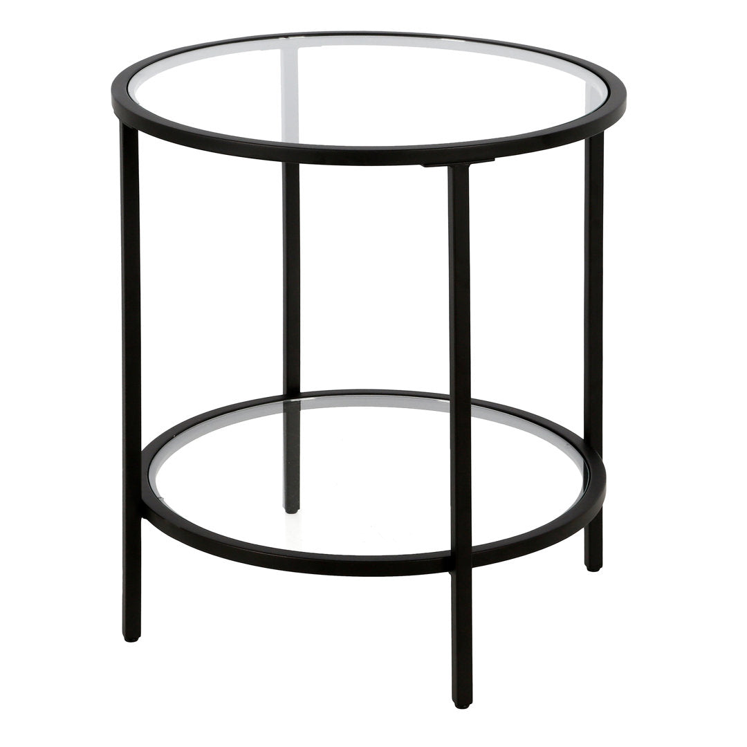 Ceno Glass End Table with Storage Wade Logan® Table Base Color: Blackened Bronze