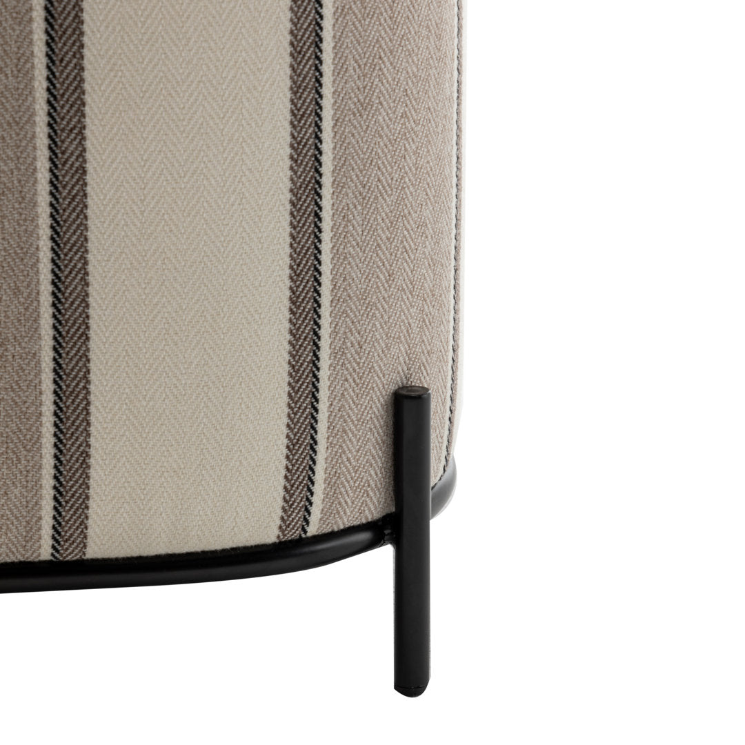 Ohman 16.5'' Wide Square Cube Ottoman Mercury Row® Leg Color: Black Body Fabric: Brown and White Striped Twill