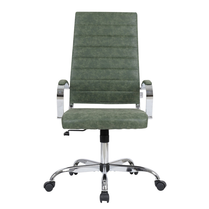 Mulkey High-Back Leather Office Chair with Adjustable Height, Swivel, and Tilt Orren Ellis Upholstery Color: Green