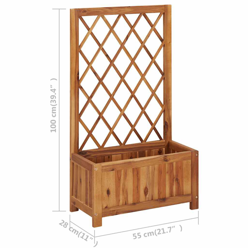 Telesha vidaXL Garden Raised Bed with Trellis, Solid Acacia Wood Planter, Outdoor and Indoor Use, Brown Arlmont & Co.
