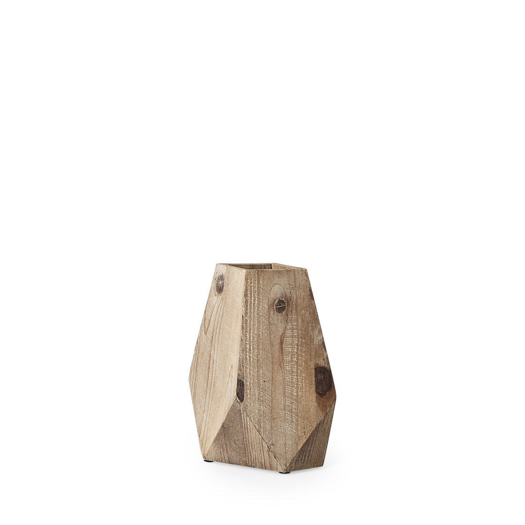 Huberdina Brown Wood Table Vase Union Rustic Size: 9" H x 5" W x 5" D