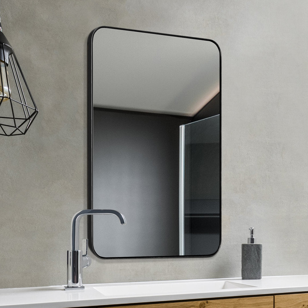 Markhai Modern Accent Mirror Orren Ellis Size: 36" x 24" Finish: Matte Black