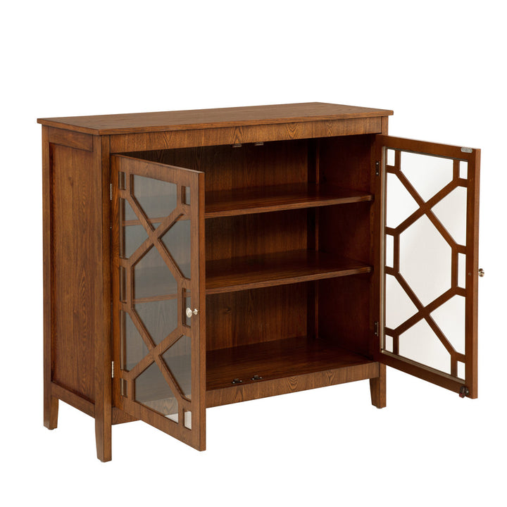 Fiama 38" Three Shelf Accent Cabinet with Two Glass Doors Red Barrel Studio® Color: Brown