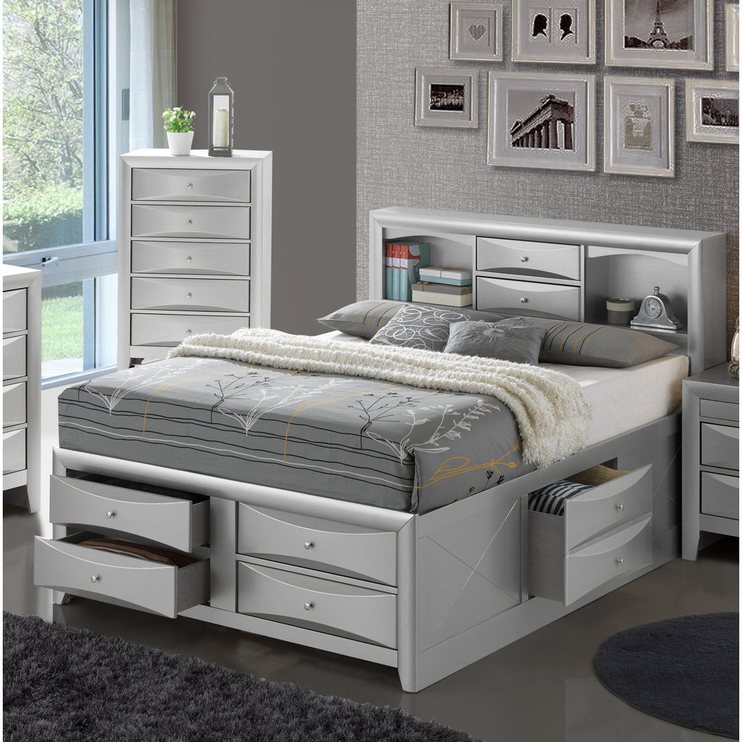 Marilla Storage Platform Bed Glory Furniture Color: Silver Size: Queen