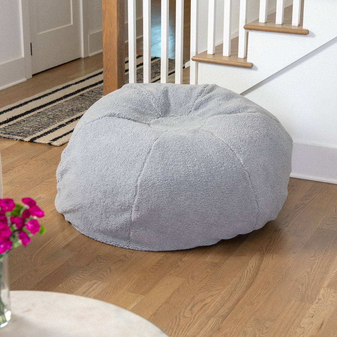 Classic Refillable Cotton Bean Bag Chair Mack & Milo™ Size: Large Body Fabric: Gray Sherpa Cotton Twill