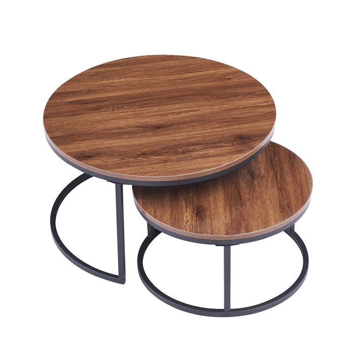 Amyris 2 Piece Coffee Table Set Steelside™ Table Top Color: Brown, Table Base Color: Black