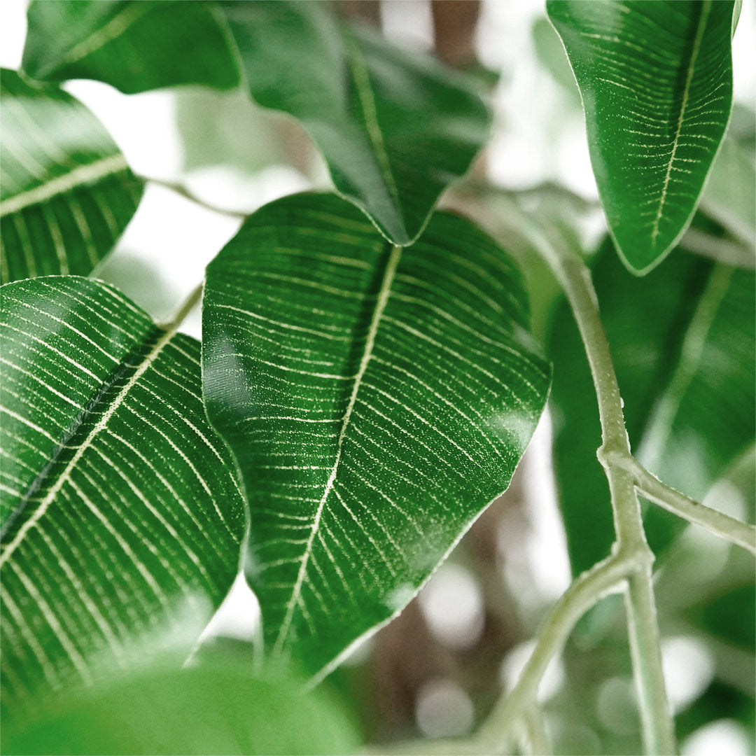 Tall Fake Plants Faux Ficus Tree in Neutral Pattern Planter Indoor And Outdoor Artificial Plants SIGNLEADER Base Color: Navy Retro Totem Pattern