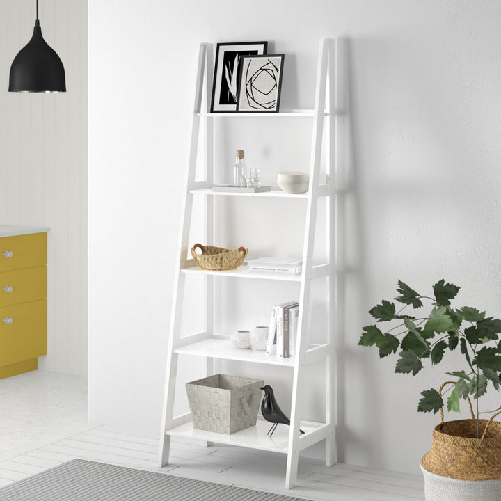Natrona 72.5" H x 25.25" W Solid Wood Ladder Bookcase Zipcode Design™ Color: White