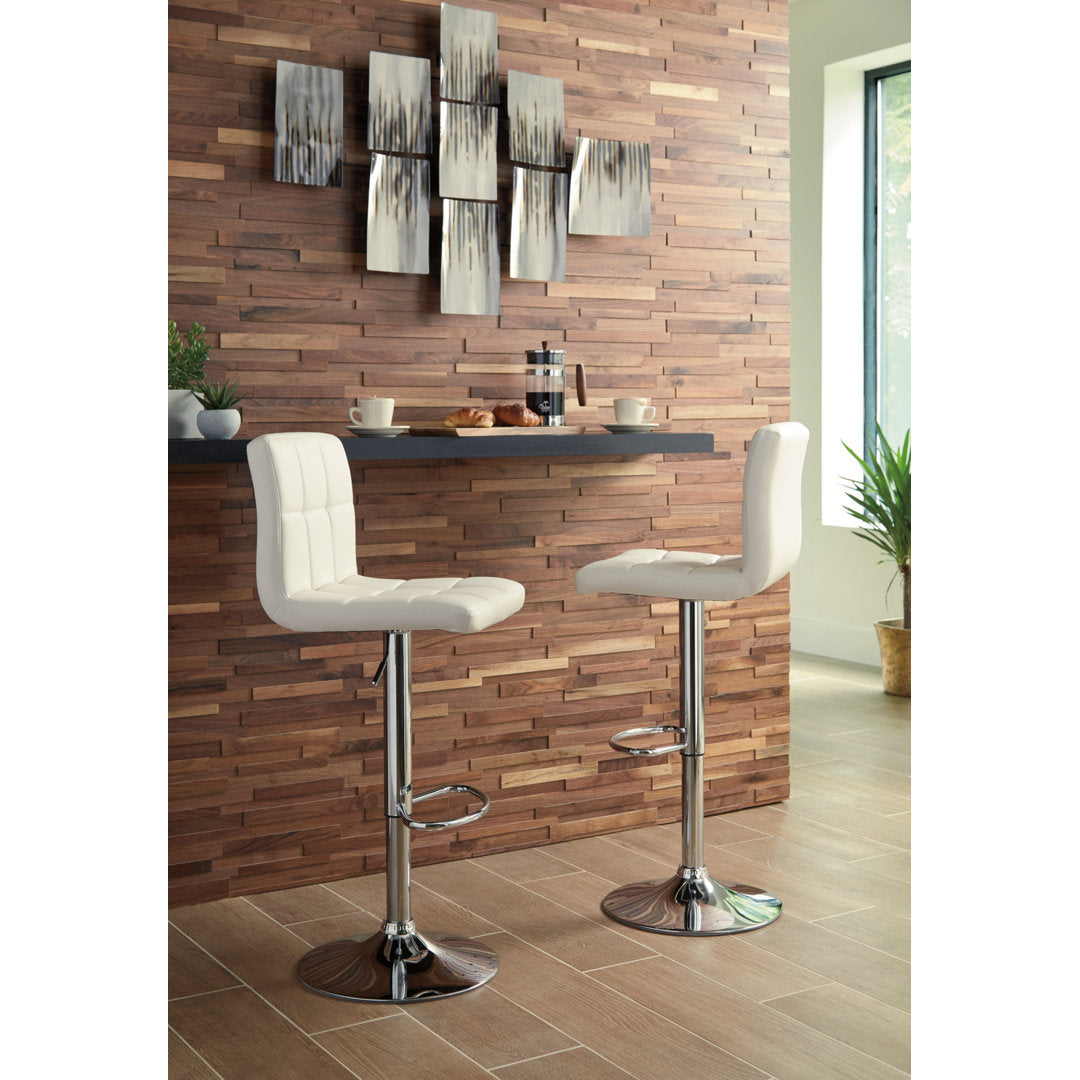 Dorotea Swivel Adjustable Height Bar Stool (Set of 2) Latitude Run® Seat Color: White