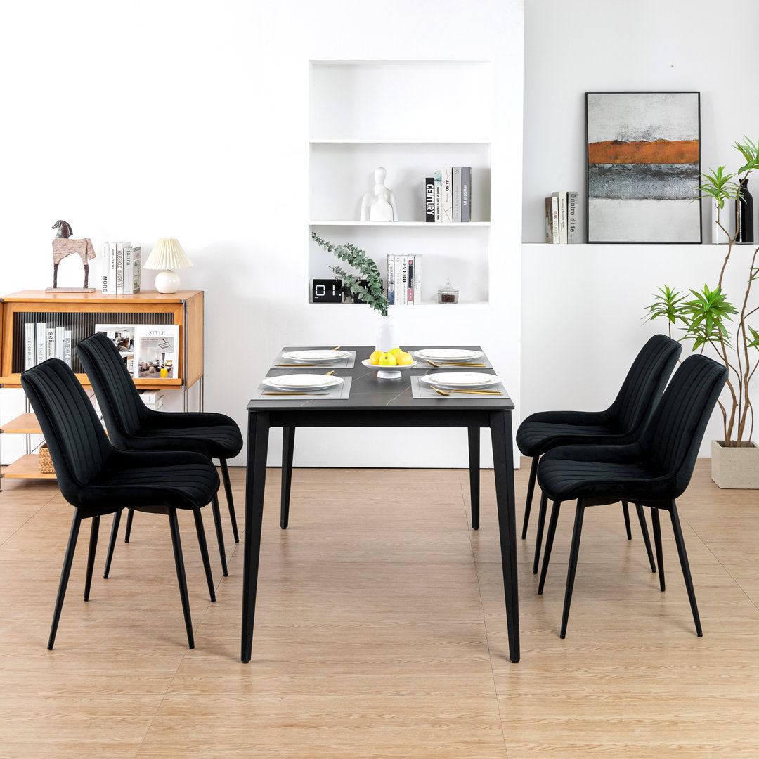 Birkland Dining Chair (Set of 6) Everly Quinn Upholstery Color: Black