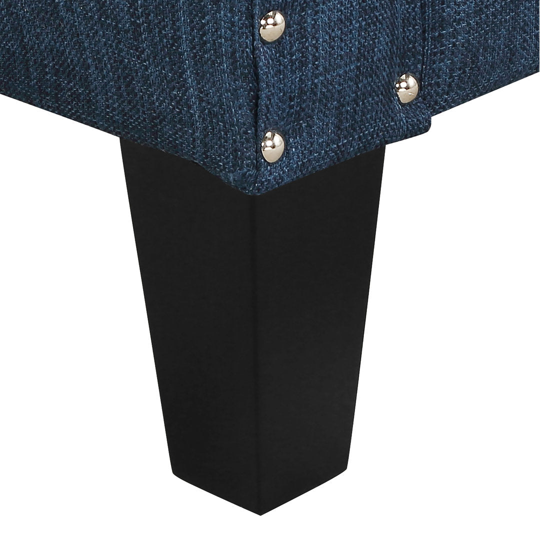 Hilga Erica Accent Armchair With Chrome Nailhead Trim Winston Porter Fabric: Blue Polyester Blend