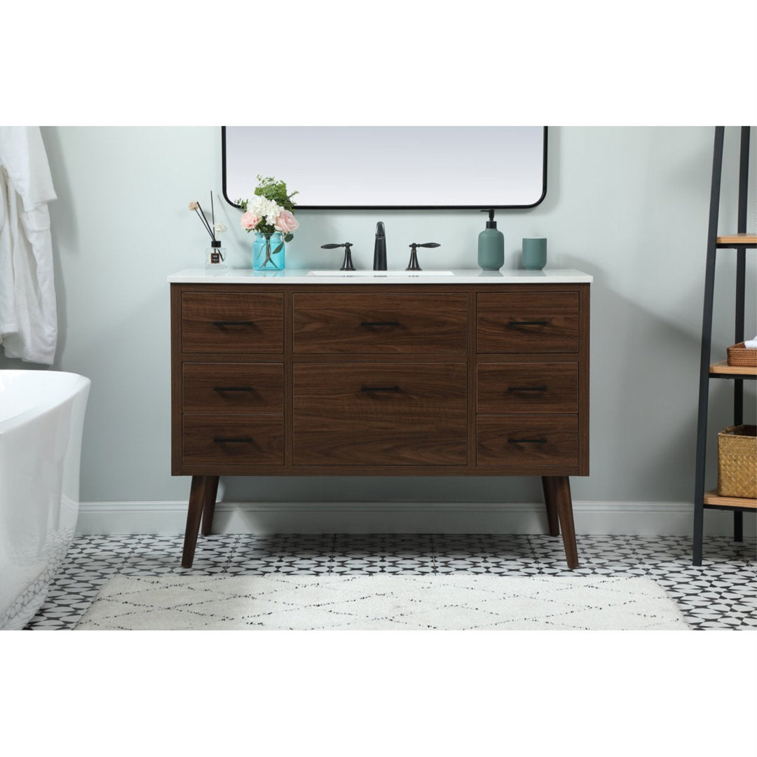 Burkley 48'' Single Bathroom Vanity Set Mercury Row® Base Finish: Walnut