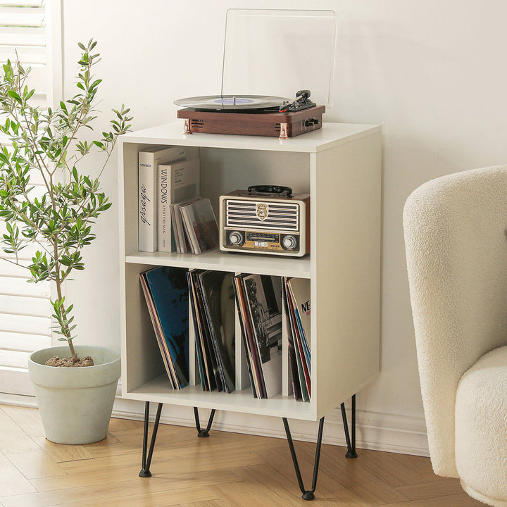 Audio Rack with LED Lights George Oliver Color: White