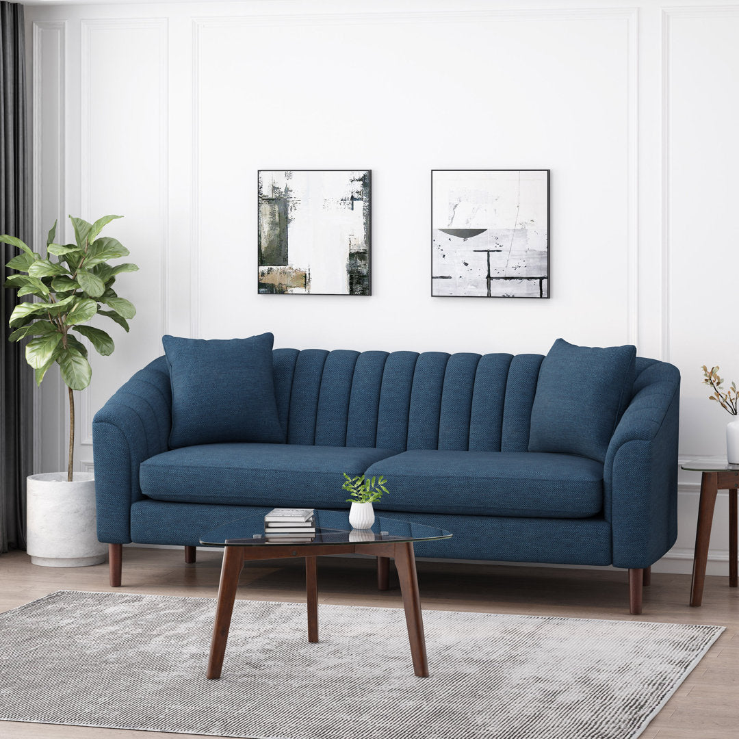 Lawson 84.5" Recessed Arm Sofa Kelly Clarkson Home Upholstery Color: Navy Blue 100% Polyester