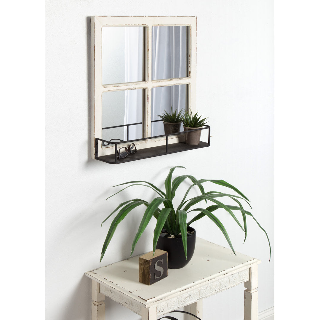 Kaufman Farmhouse Beveled with Shelves Accent Mirror Gracie Oaks Size: 20" H x 20" W Finish: White