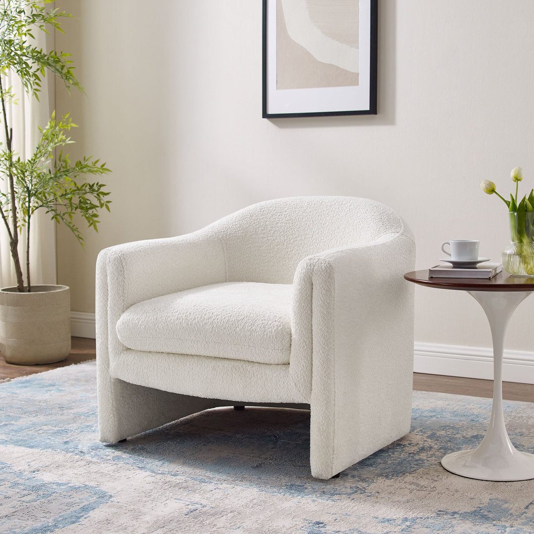 Daiona 31.2 inches Wide Armchair Accent Chair Ivy Bronx Fabric: White Boucle