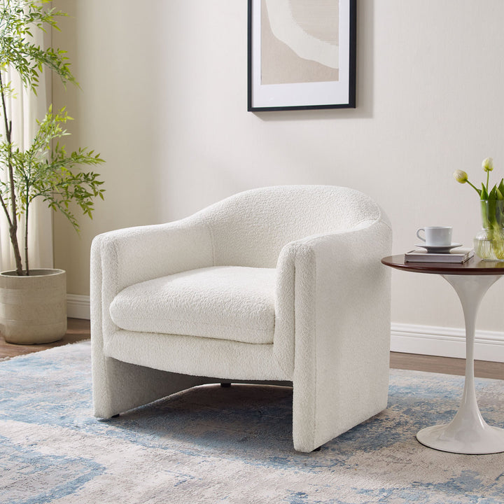 Daiona 31.2 inches Wide Armchair Accent Chair Ivy Bronx Fabric: White Boucle