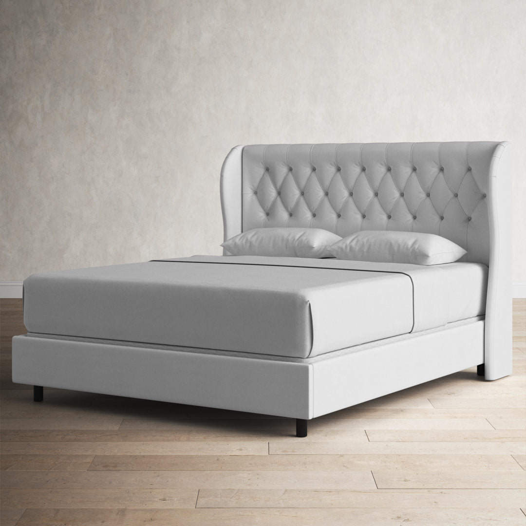 Knaresborough Tufted Upholstered Low Profile Standard Bed Greyleigh™ Size: Queen Body Fabric: White Performance Twill