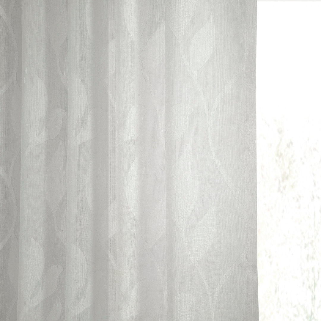 Faux Linen Sheer Curtains for Bedroom, Living Room Curtains for Large Window Single Panel Drape Winston Porter Size per Panel: 50" W x 84" L
