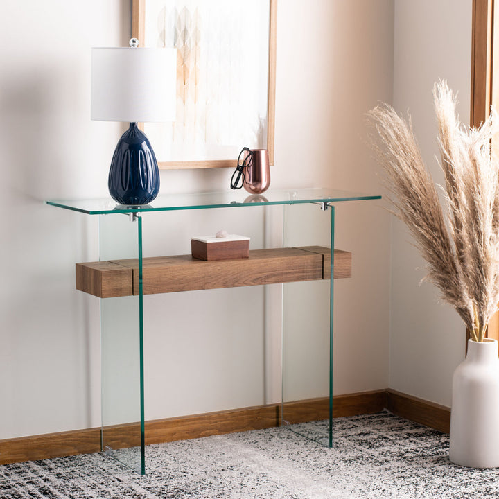 Kayley 39.4" Console Table Highland Dunes Table Base Color: Natural Brown