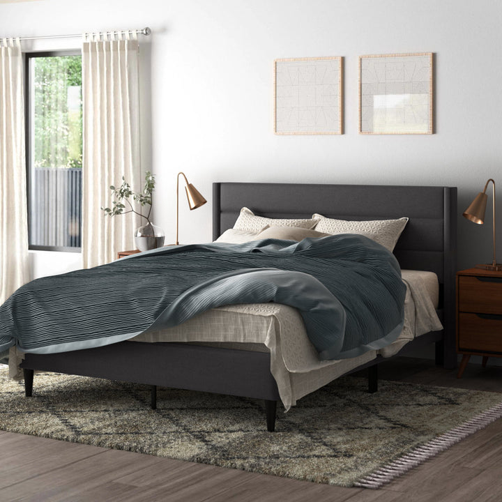 Scarlett Upholstered Platform Bed with Triple-Lined Headboard Mercury Row® Color: Charcoal  Size: Full