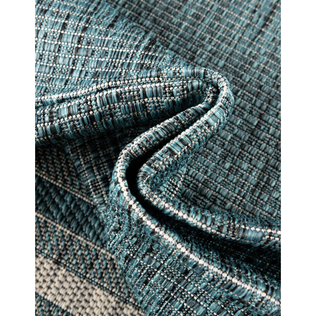 Sevil Teal/Beige/Gray Indoor / Outdoor Rug Breakwater Bay Rug Size: Oval 7'10" x 10'