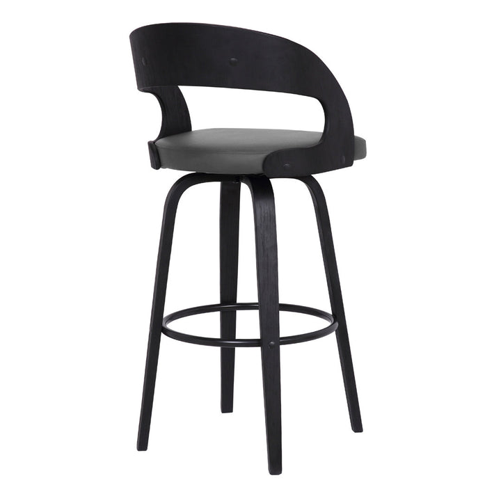 Pensacola Mid-century Swivel Counter Height Bar Stool Corrigan Studio® Upholstery: JY Grey Faux Leather, Seat Height: Counter Stool (26" Seat Height)