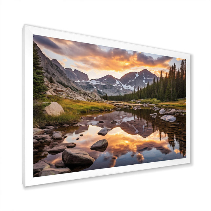 Colorado Mountain Senerity III Framed On Canvas Print Millwood Pines Size: 30" H x 40" W x 1.5" D Format: White Picture Framed