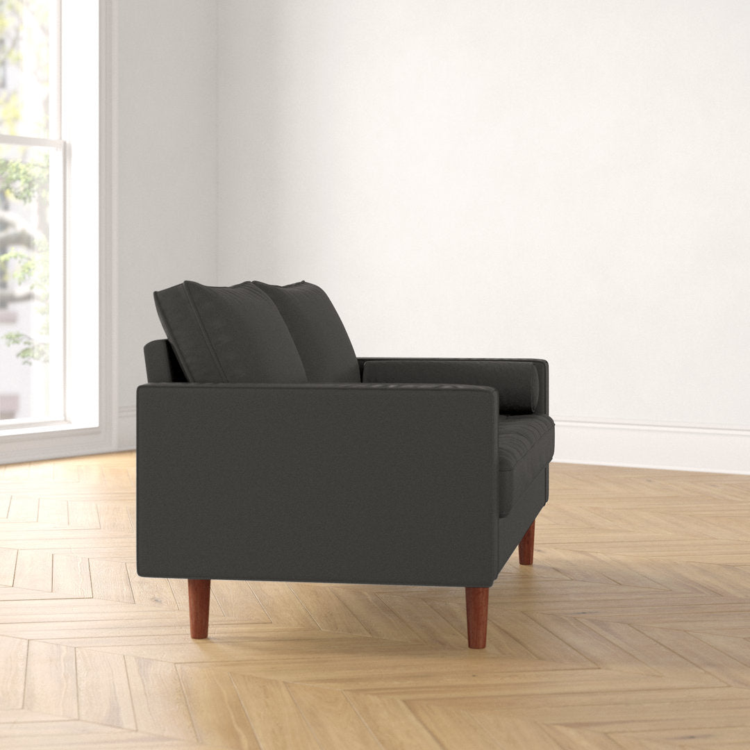 Ashfaq 57.8" Velvet Square Arm Loveseat Wade Logan® Fabric: Faux Leather Black