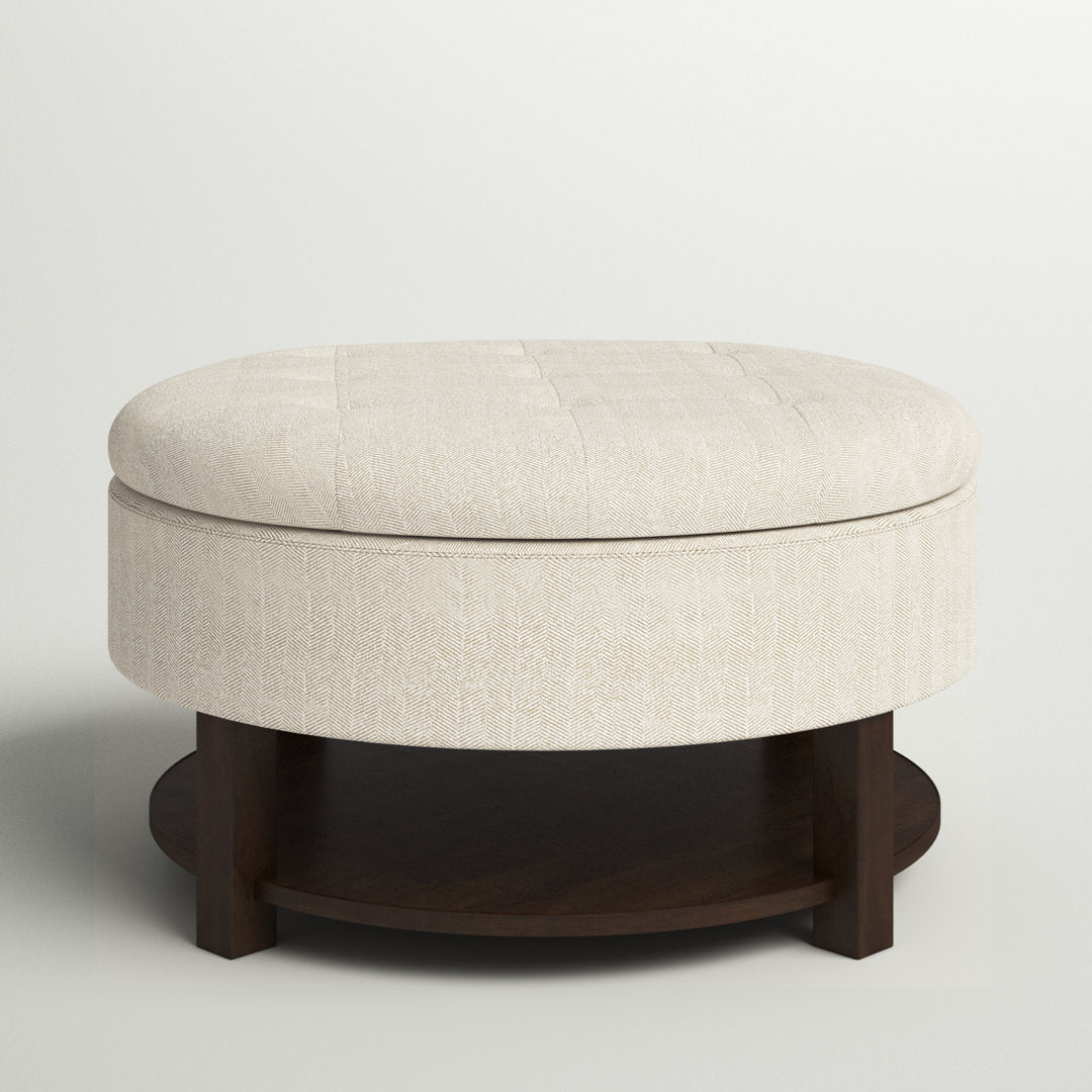 Miller Round Tufted Storage Ottoman Madison Park Upholstery Color: Cream