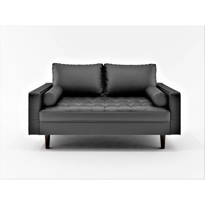 Ashfaq 57.8" Velvet Square Arm Loveseat Wade Logan® Fabric: Faux Leather Black