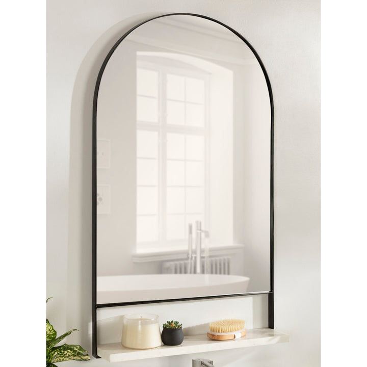 Cielo with Shelves Wall Mirror Joss & Main Size: 34" x 20" Finish: Black/White