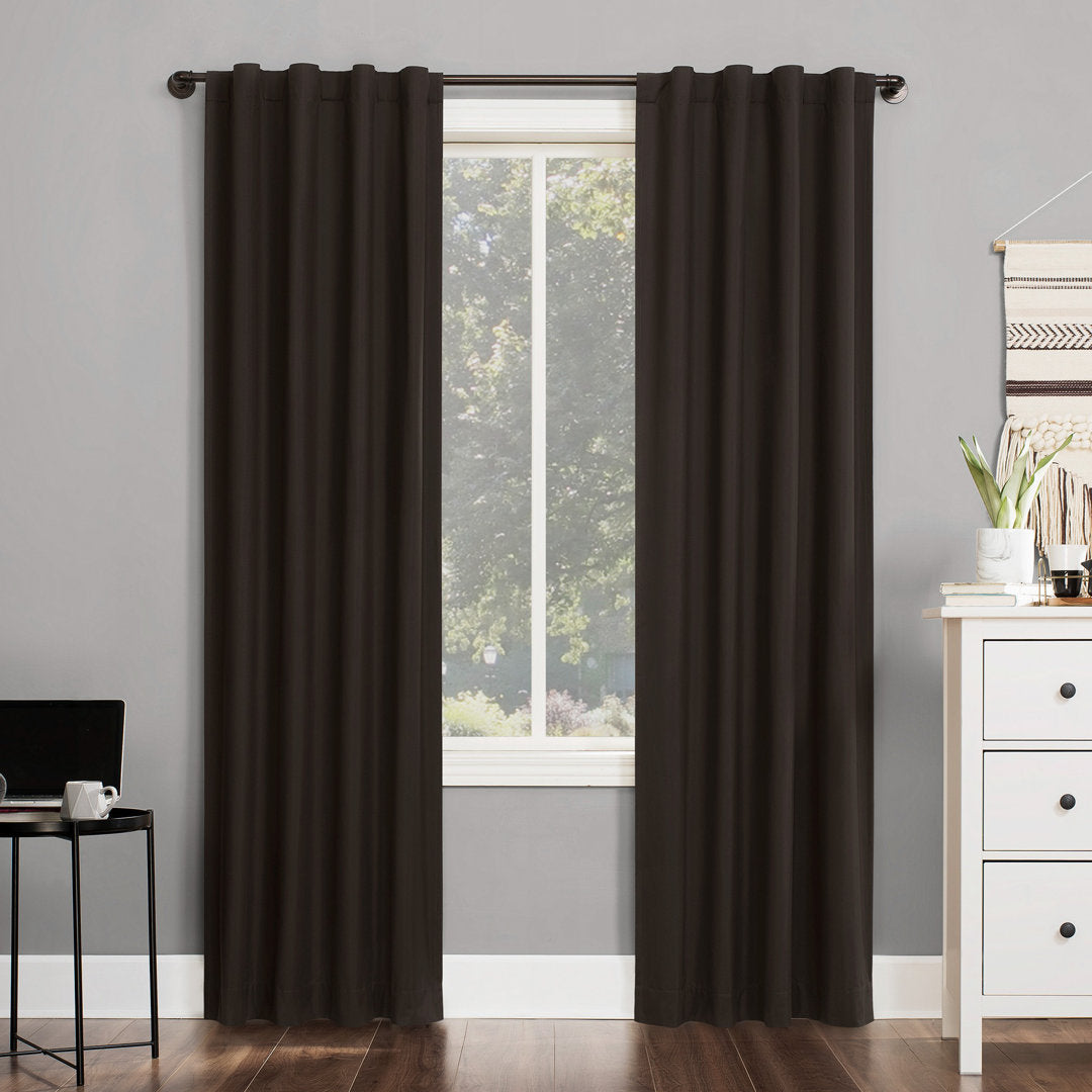 Wayfair Basics Thermal 100% Blackout Back Tab/Rod Pocket Curtain Panel Wayfair Basics® Curtain Color: Cocoa Size per Panel: 40" W x 63" L