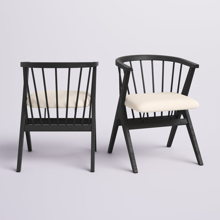 Artemis Slat Back Side Chair in Black (Set of 2) Mistana™ Color: Black, Upholstery Color: Beige
