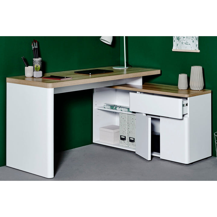 Cuuba Libre L-Shape Desk East Urban Home Color: Riviera Oak White