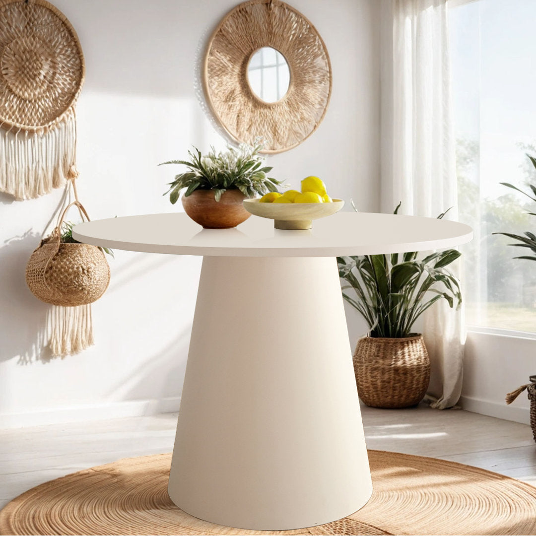 Agne 35" Round Pedestal Dining Table George Oliver Color: White