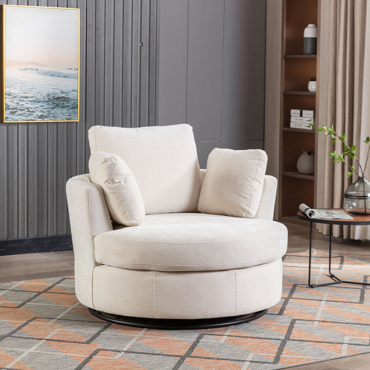 Achorn Polyester Recessed Arm Swivel Barrel Chair